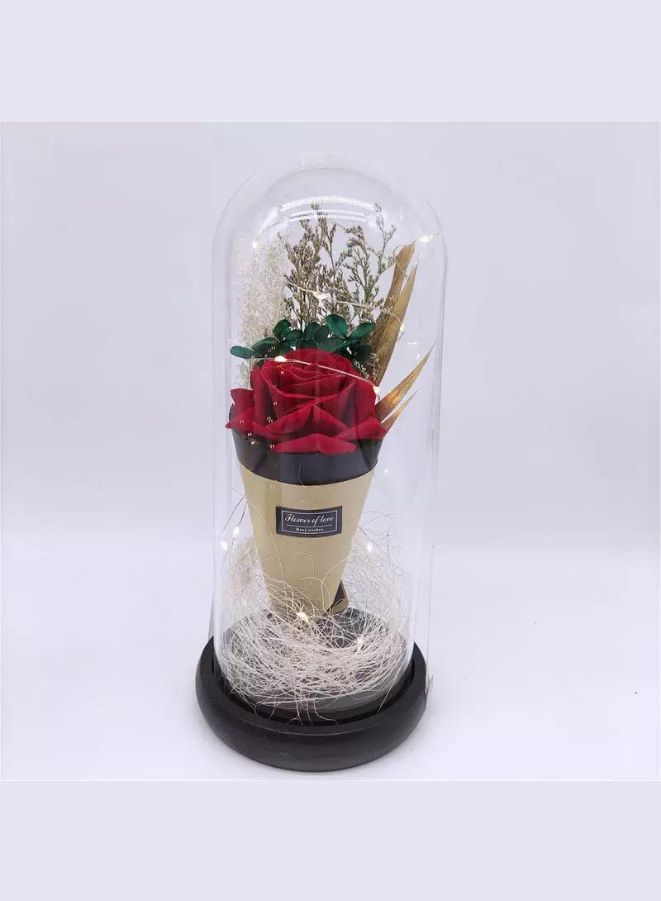 LED Light Dried Flowers In Glass Dome Artificial Dried Flower Bouquet Gift For Birthday/Wedding Gift - Image 1