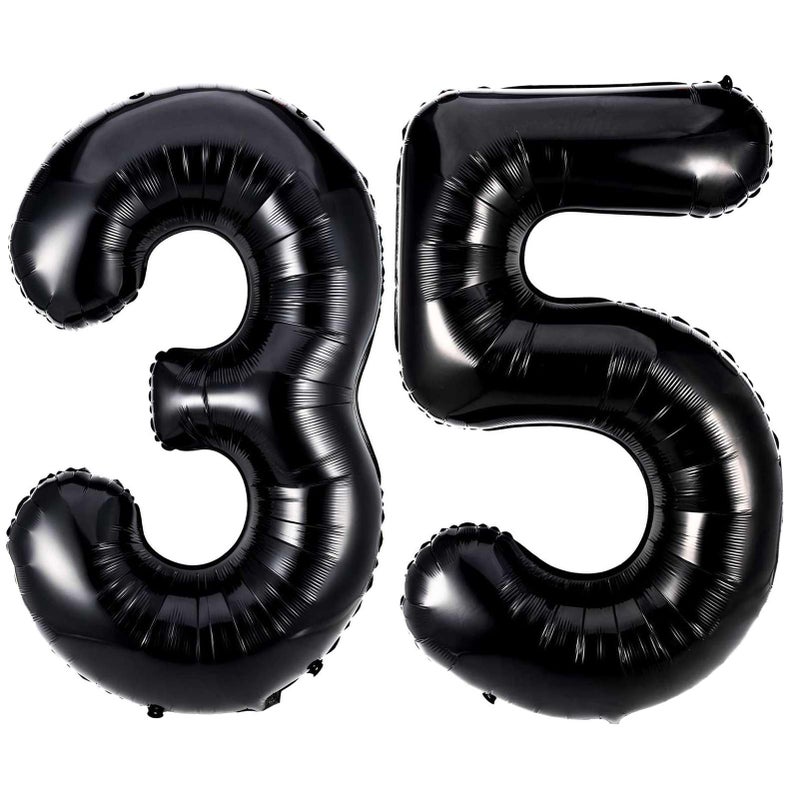 Lovoir Black 35 Number Balloons 40 Inch Giant Number 35 Balloons Foil Mylar Helium Black Number Balloons for 35th Birthday Party Supplies Anniversary Event Celebration Decorations - Image 3