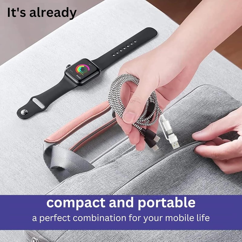 KASTWAVE 4FT 4 in 1 Multi Charging Cable for Apple Watch – Upgraded Magnetic Wireless USB C iWatch Charger Fast Charging, Nylon Braided Cord with Type C/Lightning/Micro Port - Image 5