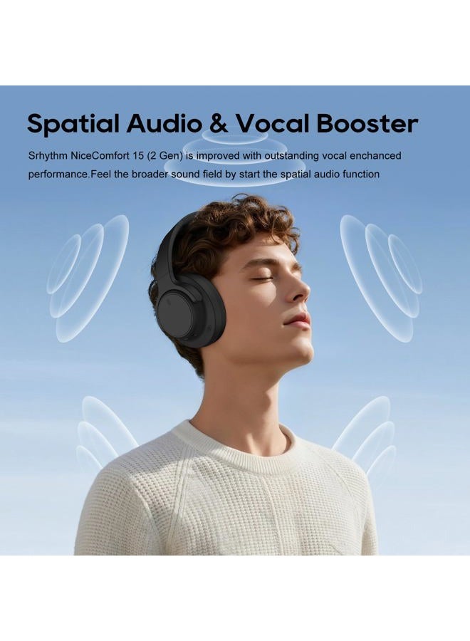 Srhythm NiceComfort 15 (2 Gen) Hybrid Noise Cancelling Wireless Headphones, Bluetooth 6.0, with Low Latency, Spatial Audio, ENC, 120Hrs - Image 3