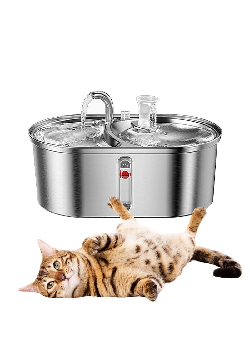Kidle 3.2L Pet Water Dispenser Stainless Steel Double Bowl Fountain Cat Dog Smart Water Feeder Large Capacity 28*18.5*11.8cm - Image 1