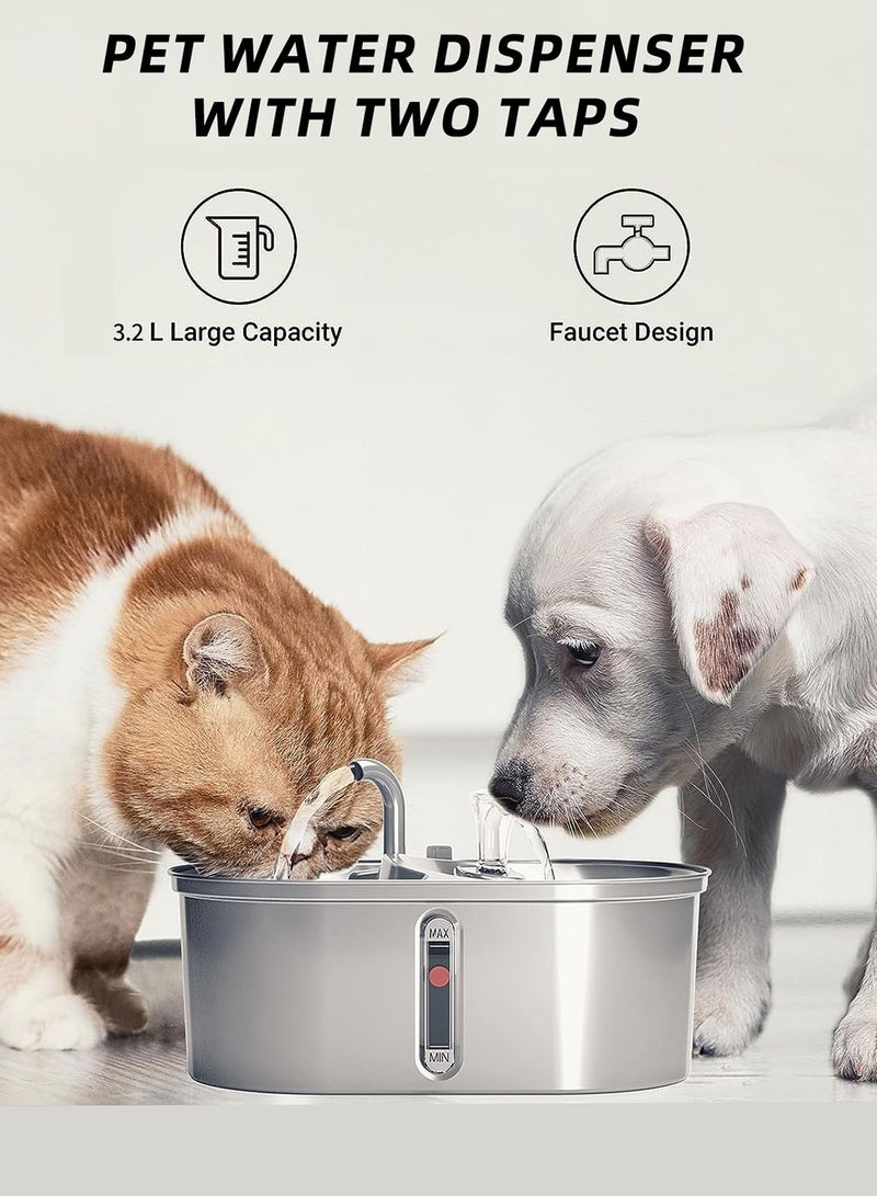 Kidle 3.2L Pet Water Dispenser Stainless Steel Double Bowl Fountain Cat Dog Smart Water Feeder Large Capacity 28*18.5*11.8cm - Image 2