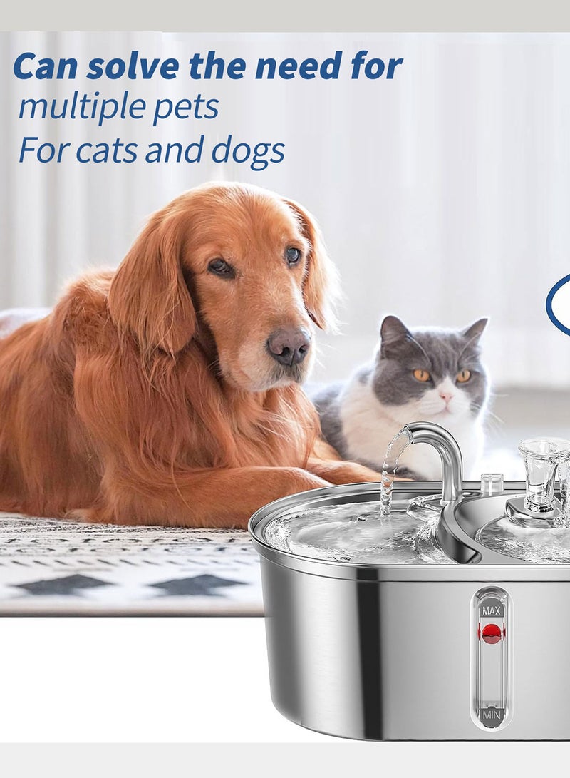 Kidle 3.2L Pet Water Dispenser Stainless Steel Double Bowl Fountain Cat Dog Smart Water Feeder Large Capacity 28*18.5*11.8cm - Image 5