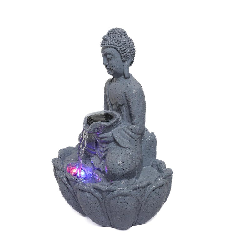 DREAM DRAFTER DREAM DRAFTER Buddha Water KOM Fountain for Living Room Home Office Garden Decoration Table Top Indoor Outdoor Gift ItemsGrey  - Image 3