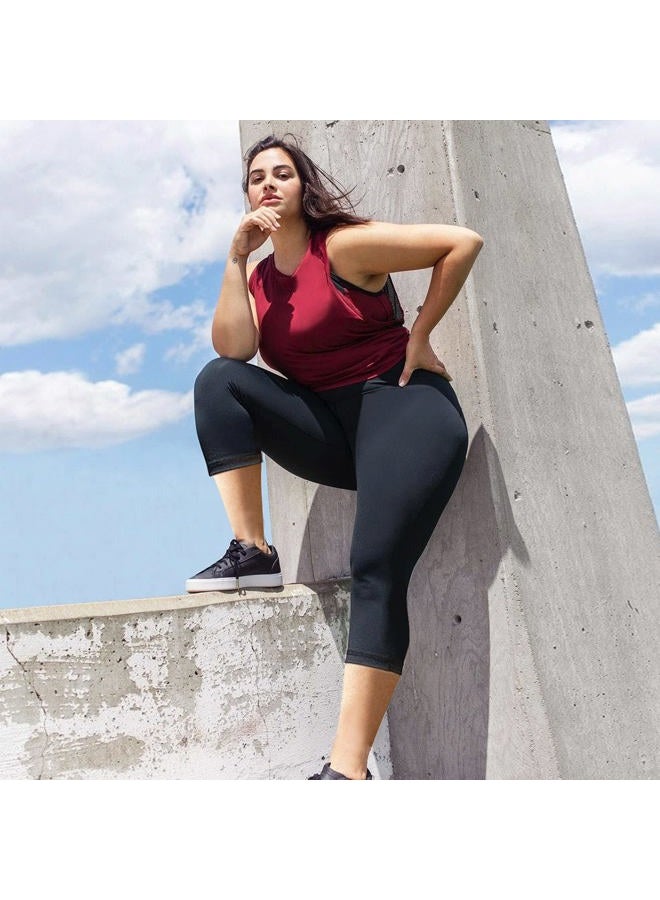 FULLSOFT Plus Size Capri Leggings for Women- XL-4XL High Waist Tummy Control Stretchy Workout Yoga Pants Plus Capris, 07-black Leopard Print, XL - Image 2