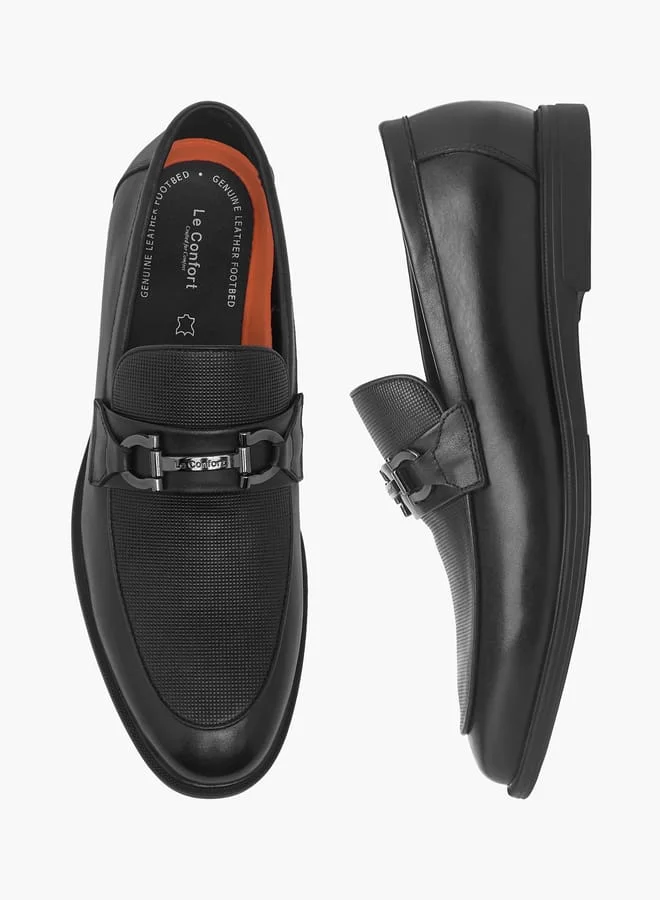 Le Confort Men's Textured Slip-On Loafers With Metal Accent