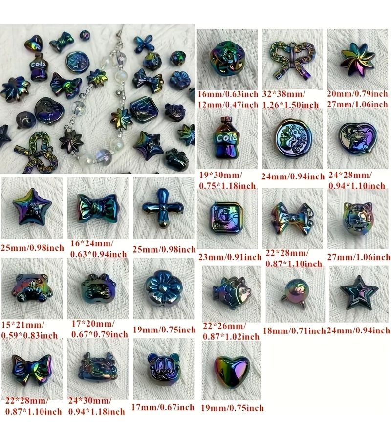 30g Pack Mixed Acrylic Glossy Beads In Green Stars Bows Hearts Flowers Multi Colors For Jewelry Making Bracelets Necklaces Hair Additions Creative Crafting - Image 4