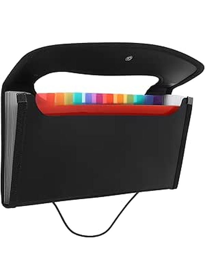 Black A4 Size Accordion File Folder Expandable Document Organizer Storage Case - Image 1