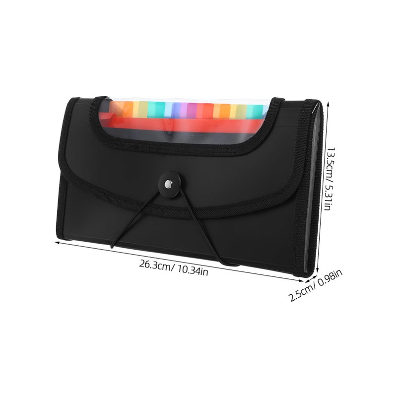 Black A4 Size Accordion File Folder Expandable Document Organizer Storage Case - Image 3