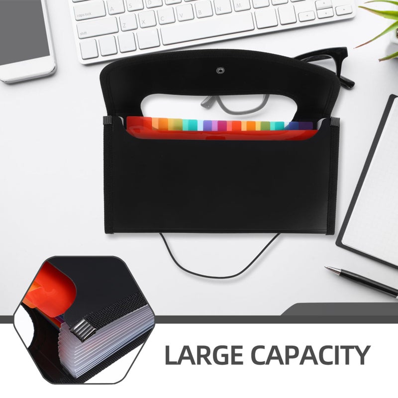 Black A4 Size Accordion File Folder Expandable Document Organizer Storage Case - Image 4