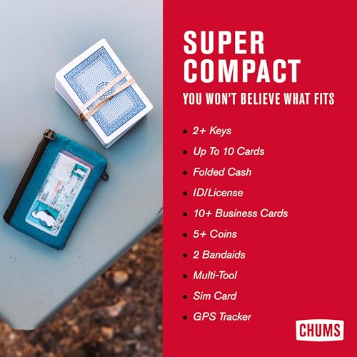 Chums Surfshorts Wallet - Lightweight Slim Wallet with RFID Blocking Card & Clear ID Window - Zippered, Minimalist Wallet w/Key Ring (Pines) - Image 3