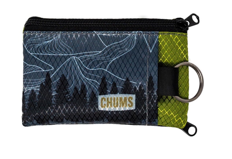 Chums Surfshorts Wallet - Lightweight Slim Wallet with RFID Blocking Card & Clear ID Window - Zippered, Minimalist Wallet w/Key Ring (Pines) - Image 1