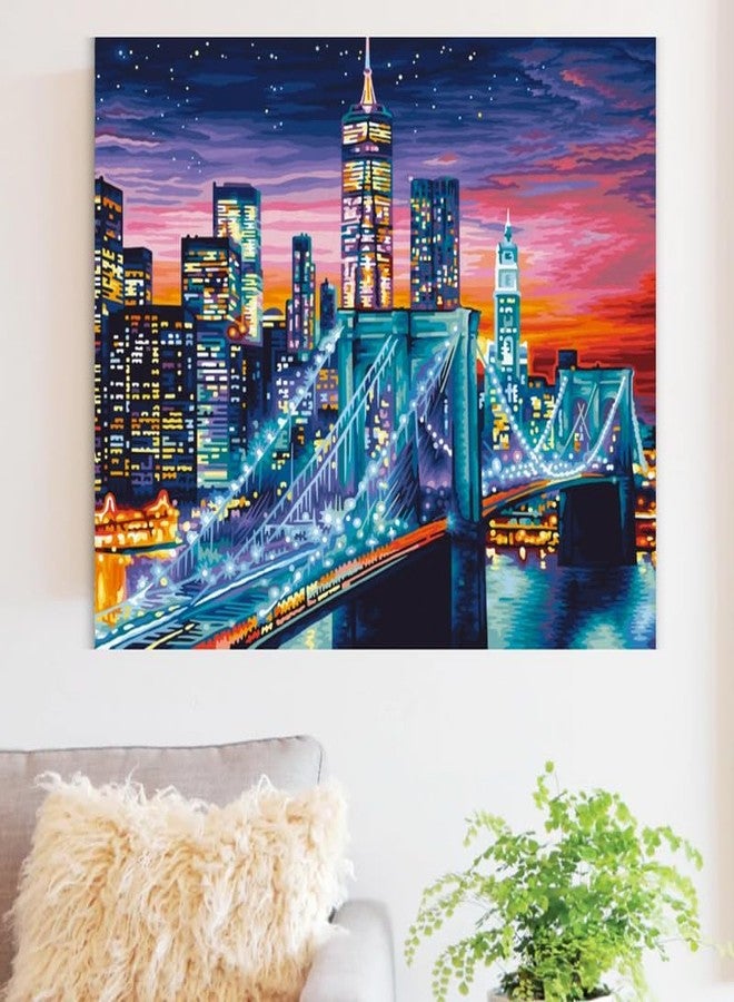 CRAFT MATE Paint by Numbers Jumbo Framed Kit (50x40 cm) – Pre-Stretched Canvas DIY Acrylic Painting Set, City Skyline Night View with Bridge, Complete Art Kit for Adults & Beginners - Image 3