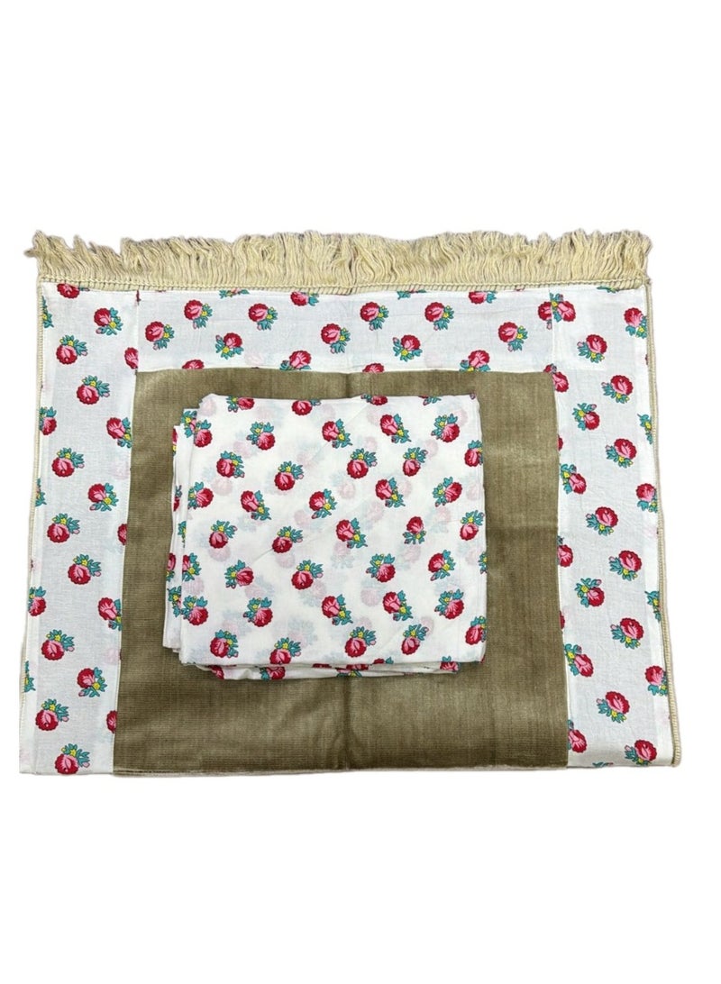 Shalki prayer rug with open prayer sheet (prayer robe) - Rose cool fabric - Image 2