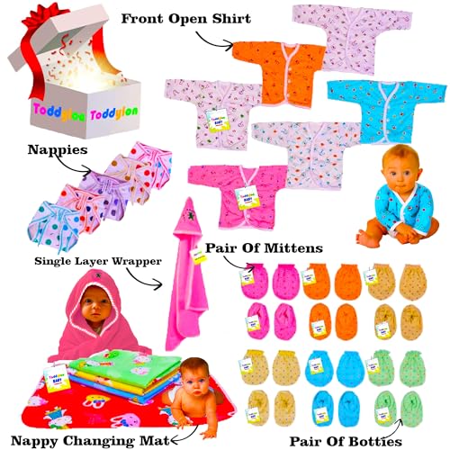Toddylon New Born Baby Essentials Kit 28 Combo Set (0-6 Months) | Newborn Hospital Bag Kit | Baby Combo Set for New Born | Infant Dress & Accessories Set | Ideal Gift for New Parents - Image 2