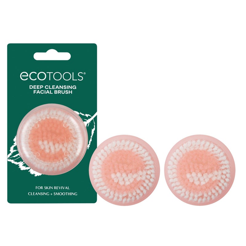EcoTools Mini Facial Cleansing Brush, Infused with Citrus, Boosts Collagen, Safe for Sensitive Skin, Exfoliates & Clean Pores, Travel Sized, Ecofriendly, Vegan & Cruelty-Free, 2 Count - Image 1