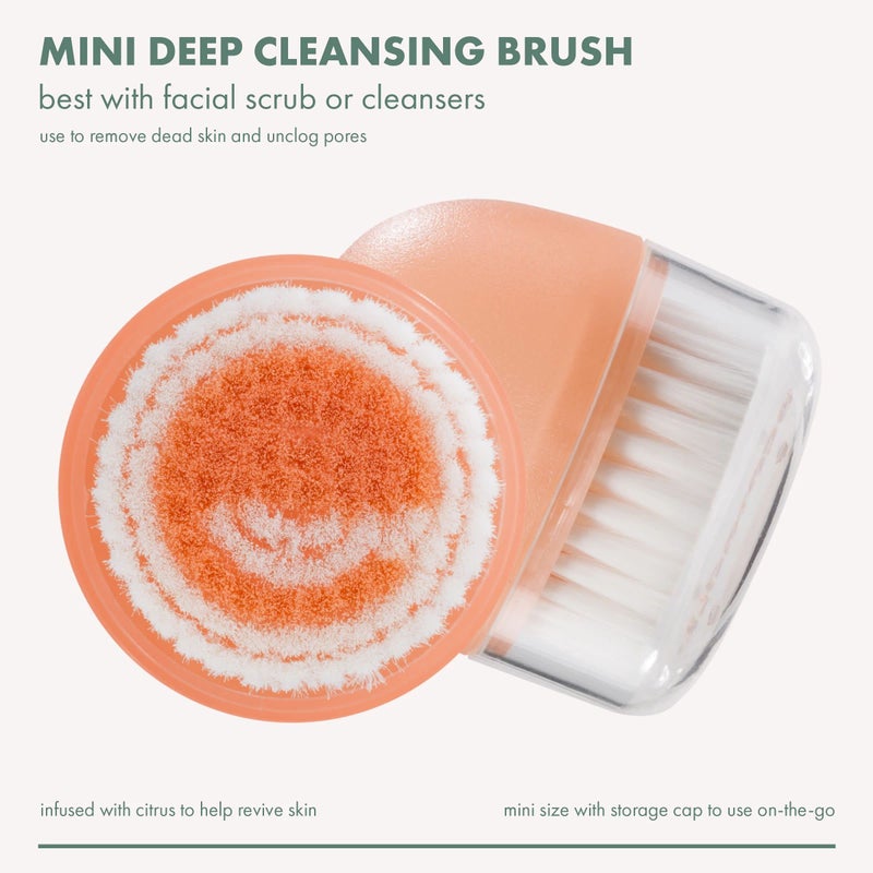 EcoTools Mini Facial Cleansing Brush, Infused with Citrus, Boosts Collagen, Safe for Sensitive Skin, Exfoliates & Clean Pores, Travel Sized, Ecofriendly, Vegan & Cruelty-Free, 2 Count - Image 2