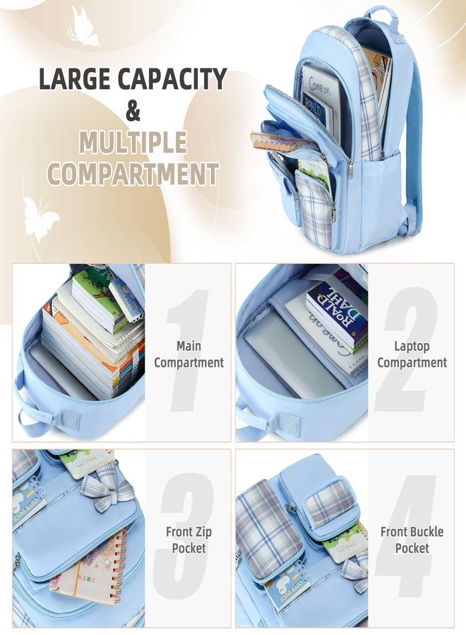 KIDNUO School Backpacks for Teen,Cute College Bags for Women Students Large Bookbag 15.6 Inch Laptop School Bag Kids Kindergarten Elementary Casual Travel Daypacks Backpack for Girls Blue - Image 3
