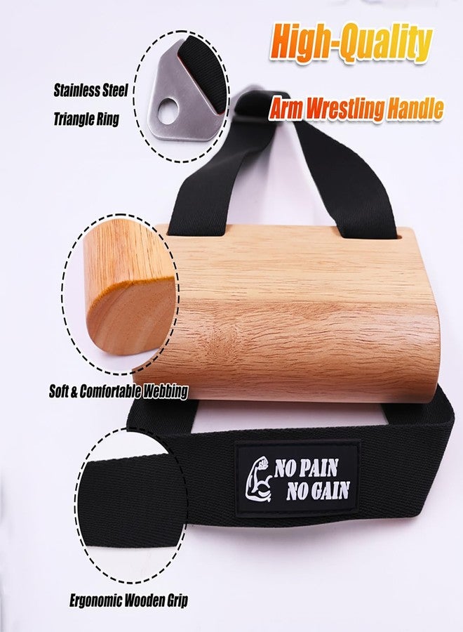 Lights Mountain Ergonomic Arm Wrestling Handle with Wooden Grip, Wrist & Forearm Strength Training Attachment for Cable Machines (Black) - Image 3