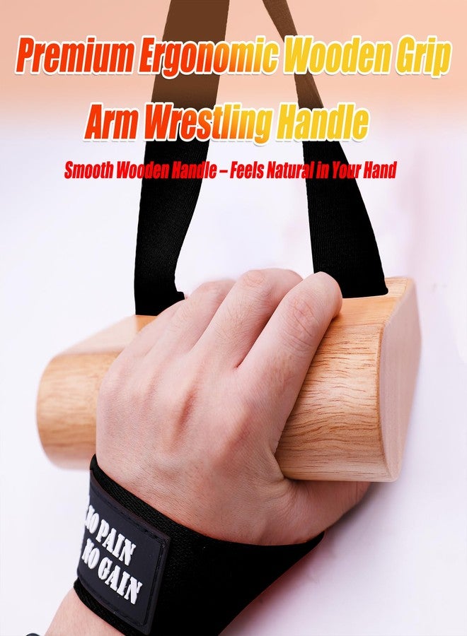 Lights Mountain Ergonomic Arm Wrestling Handle with Wooden Grip, Wrist & Forearm Strength Training Attachment for Cable Machines (Black) - Image 4