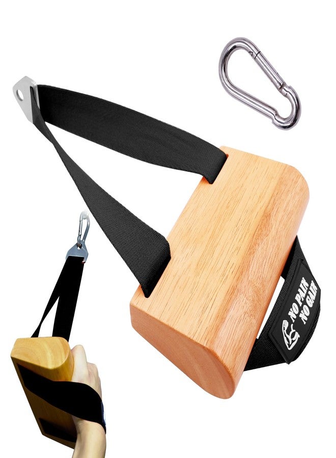 Lights Mountain Ergonomic Arm Wrestling Handle with Wooden Grip, Wrist & Forearm Strength Training Attachment for Cable Machines (Black) - Image 1