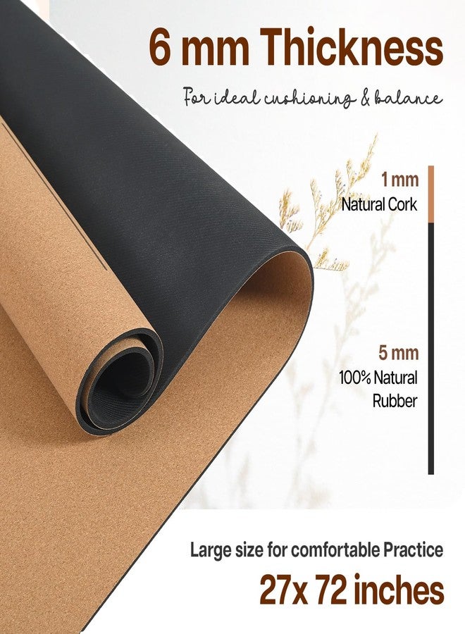 Wiselife Cork Natural Rubber Yoga Mat with Carry Strap 6MM | Extra Large Extra Wide | Anti skid Anti slip for Yoga & Workout (Cork 7 chakra) - Image 5