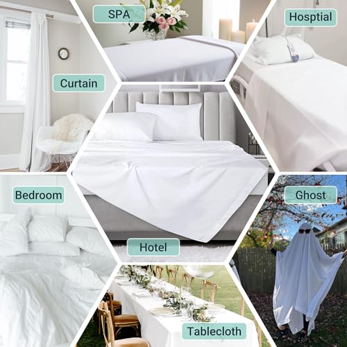 ZPECC White Bulk Flat Sheets Only Twin Size 6 Pack, Easy Sort Top Bed Sheet by Color-Coded Hem Threads, Soft Durable Brushed Microfiber Fabric Hotel Airb&bs Essentials for Hosts, 66"x96" - Image 2