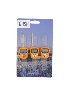 Rosh 3-Piece Digital Electronic Finger Tally Counter- Orange 