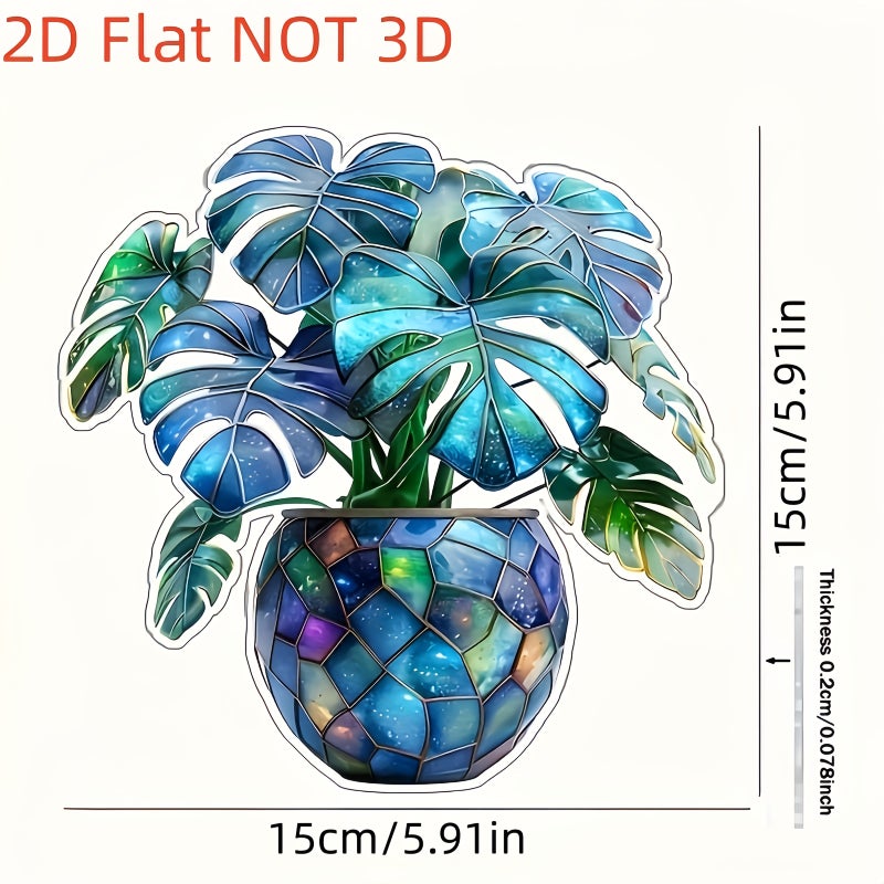 A Multicolor Acrylic Monstera Hanging Plant Window Decor Home Garden Art - Image 3