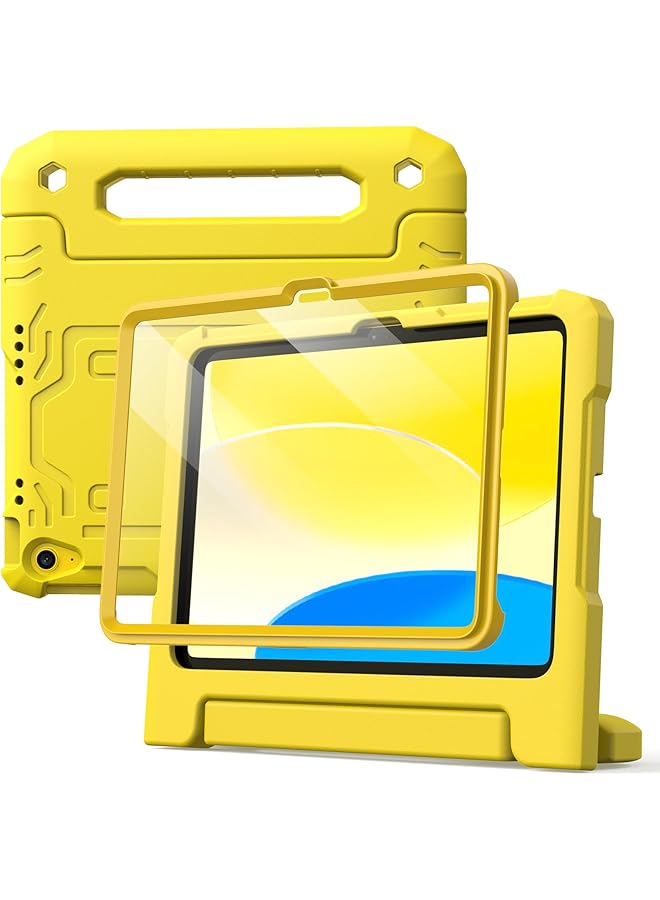 جي تيك حافظة للأطفال لجهاز آيباد 10 مقاس 10.9 بوصة موديل 2022 الجيل العاشر مع واقي شاشة مدمج وحامل كامل الجسم مقاوم للصدمات وغطاء حماية للكمبيوتر اللوحي باللون الأصفر - Image 1
