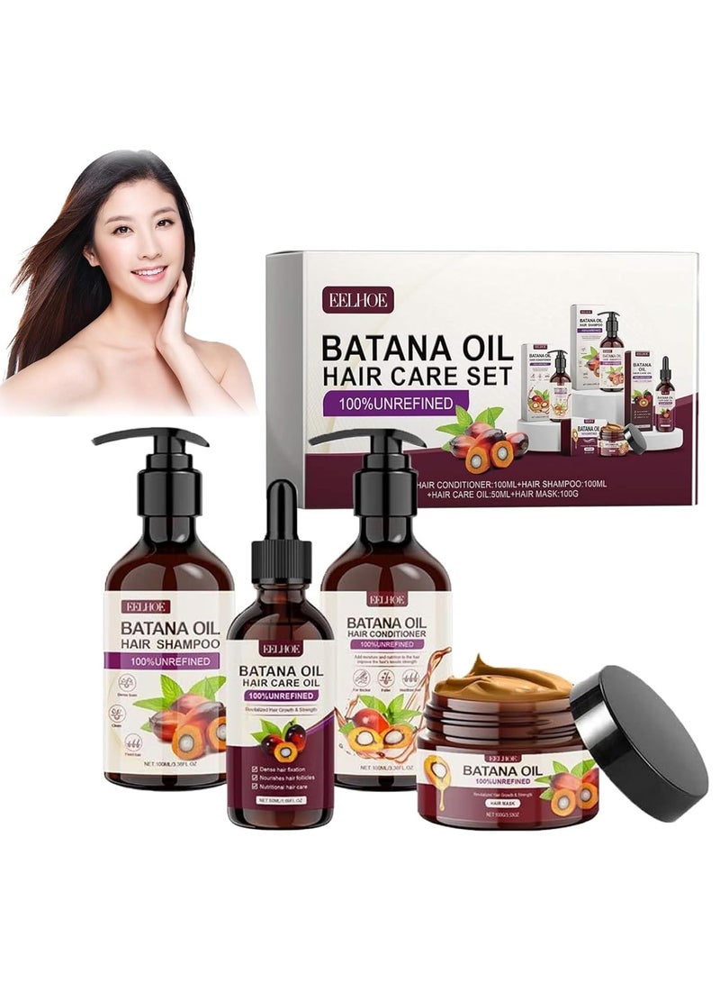 EELHOE Batana Oil Volumizing Hair Care Set, Deep Nourishes Scalp, Repairs Frizzy Hair, Smooth Hair Travel Set for Women and Men Include Shampoo Conditioner Hair Mask Hair Oil - Image 2
