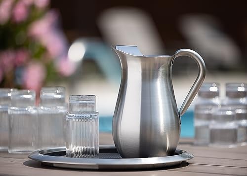Service Ideas WPB2BS Water and Cold Beverage Pitcher with Built-in Ice Guard, Bell Shaped, 2 Liter (66.6 ounces), Dishwasher Safe, Brushed Stainless Steel - Image 4