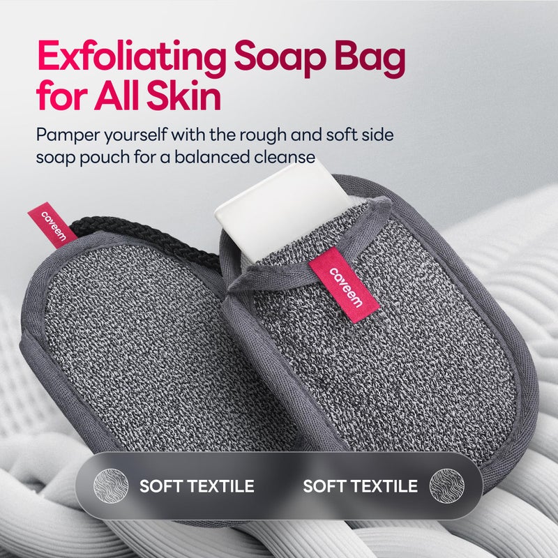 CAVEEM 2 Pack Dual-Sided Softness Exfoliation Soap Pouch, Soap Saver Bag for Bar Soap, Soap Mesh Pocket Bar Holder for Washing Body, Soap Sack Sponge Bag for Shower Bath - Image 4