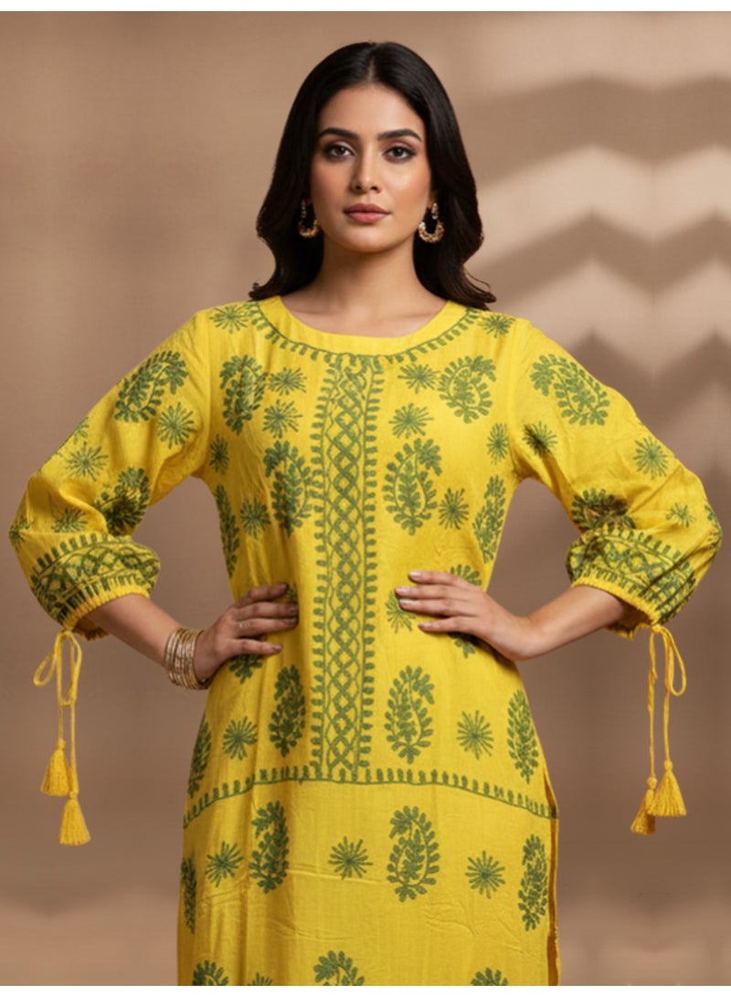 الايا جلابية شيكانكاري مطرزة يدويًا من الرايون - Image 3