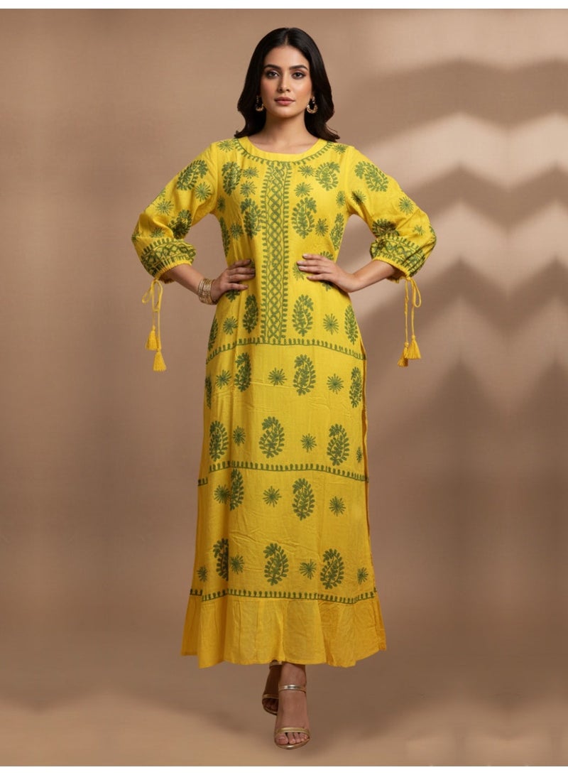 الايا جلابية شيكانكاري مطرزة يدويًا من الرايون - Image 1