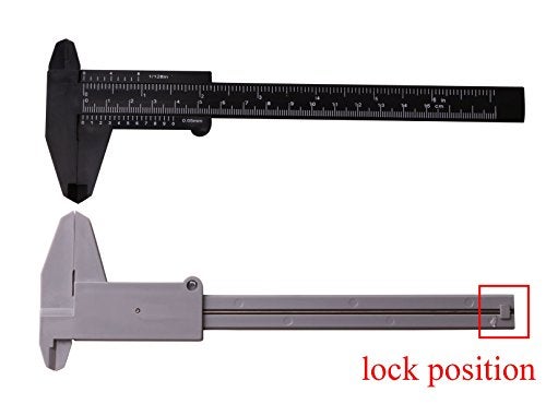 Penta Angel 2Pcs Plastic Caliper Inch/Metric 6Inch 150mm Mini Caliper Double Scale Ruler Measuring Tool for Student (Gray and Black) - Image 4