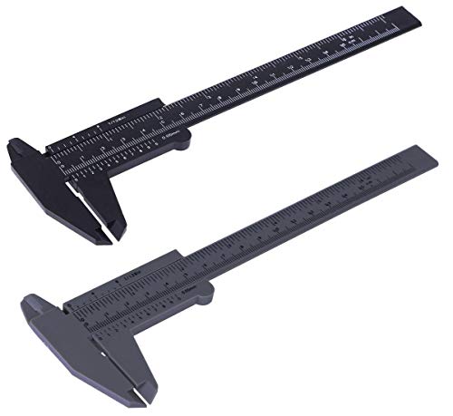 Penta Angel 2Pcs Plastic Caliper Inch/Metric 6Inch 150mm Mini Caliper Double Scale Ruler Measuring Tool for Student (Gray and Black) - Image 1