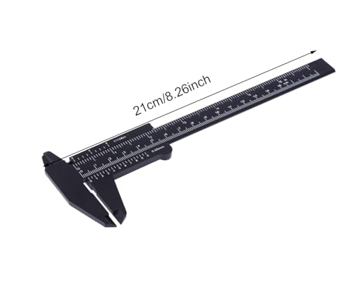 Penta Angel 2Pcs Plastic Caliper Inch/Metric 6Inch 150mm Mini Caliper Double Scale Ruler Measuring Tool for Student (Gray and Black) - Image 2