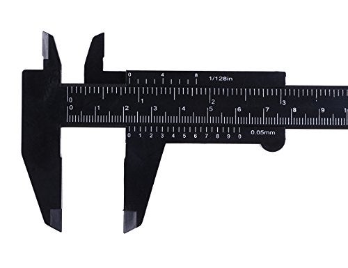 Penta Angel 2Pcs Plastic Caliper Inch/Metric 6Inch 150mm Mini Caliper Double Scale Ruler Measuring Tool for Student (Gray and Black) - Image 3
