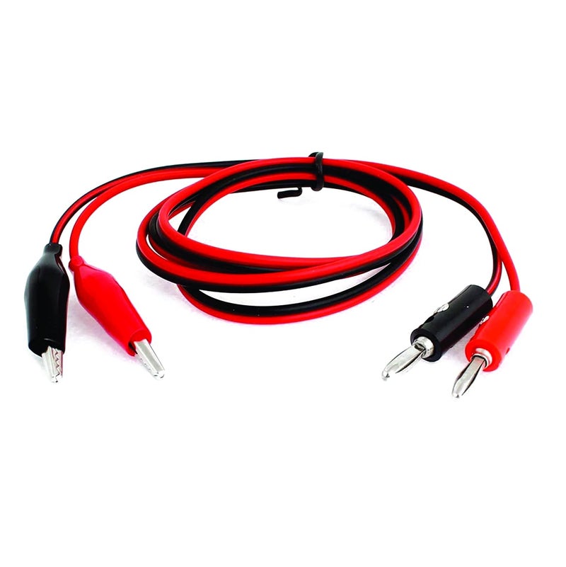 PGSA2Z 4mm Banana Plug to Alligator Clip Test Lead Cable Pair (Red & Black, 1 Meter) – Crocodile Clip to Banana Plug Wire for Multimeter, Power Supply, Lab & Electronics Testing - Image 1