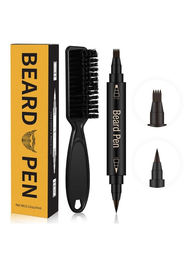 MISICH Beard Pencil Filler For Men, 4 Tip Facial Hair Pen Kit With Brush - Mustache Repair & Shaping Tool, Enhances Hair (BROWN) - Image 1
