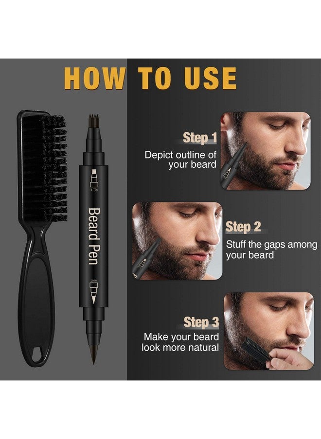 MISICH Beard Pencil Filler For Men, 4 Tip Facial Hair Pen Kit With Brush - Mustache Repair & Shaping Tool, Enhances Hair (BROWN) - Image 3