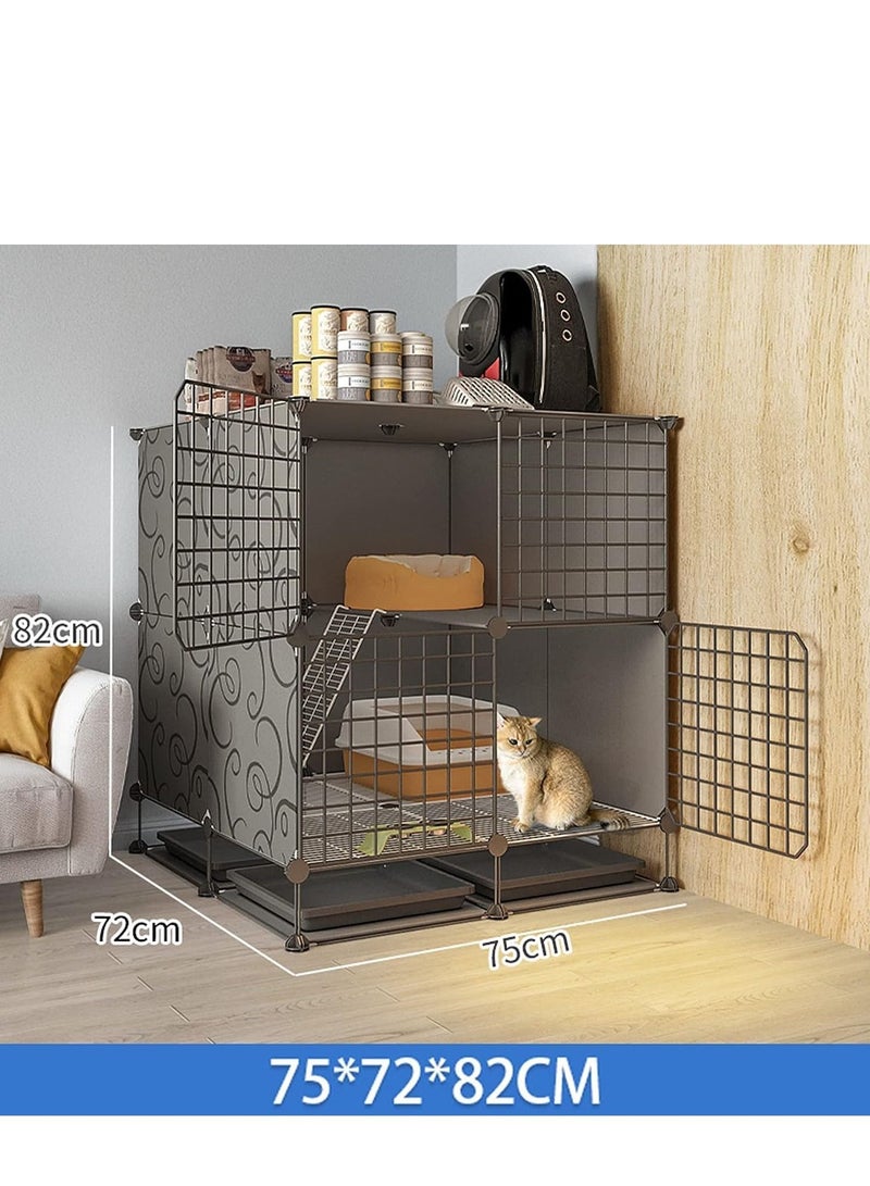 Generic Cat Cages Indoor Collapsible Cat Cage Detachable Metal Wire for 1-2 Cat Pet Cages for Small Animals Metal Small Animal Cage Free Space Cattery for Indoor Balcony  - Image 2