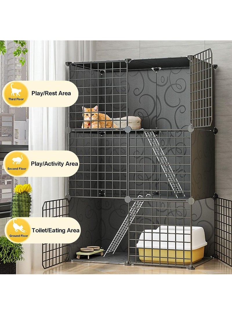Generic Cat Cages Indoor Collapsible Cat Cage Detachable Metal Wire for 1-2 Cat Pet Cages for Small Animals Metal Small Animal Cage Free Space Cattery for Indoor Balcony  - Image 3