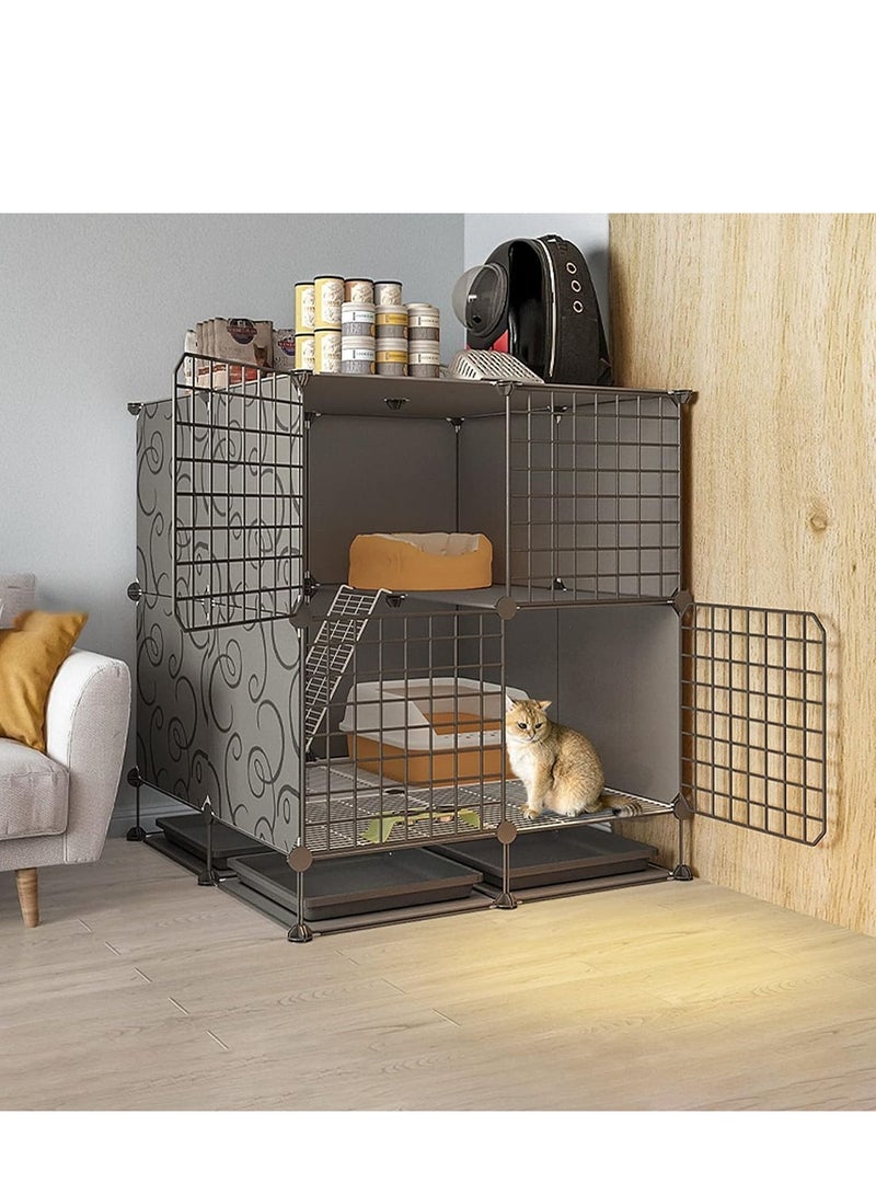 Generic Cat Cages Indoor Collapsible Cat Cage Detachable Metal Wire for 1-2 Cat Pet Cages for Small Animals Metal Small Animal Cage Free Space Cattery for Indoor Balcony  - Image 1