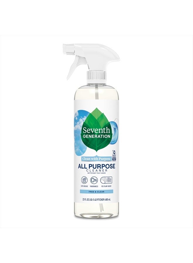 Seventh Generation All Purpose Cleaner, Free & Clear, Cuts Grease, 23 Fl Oz - Image 1