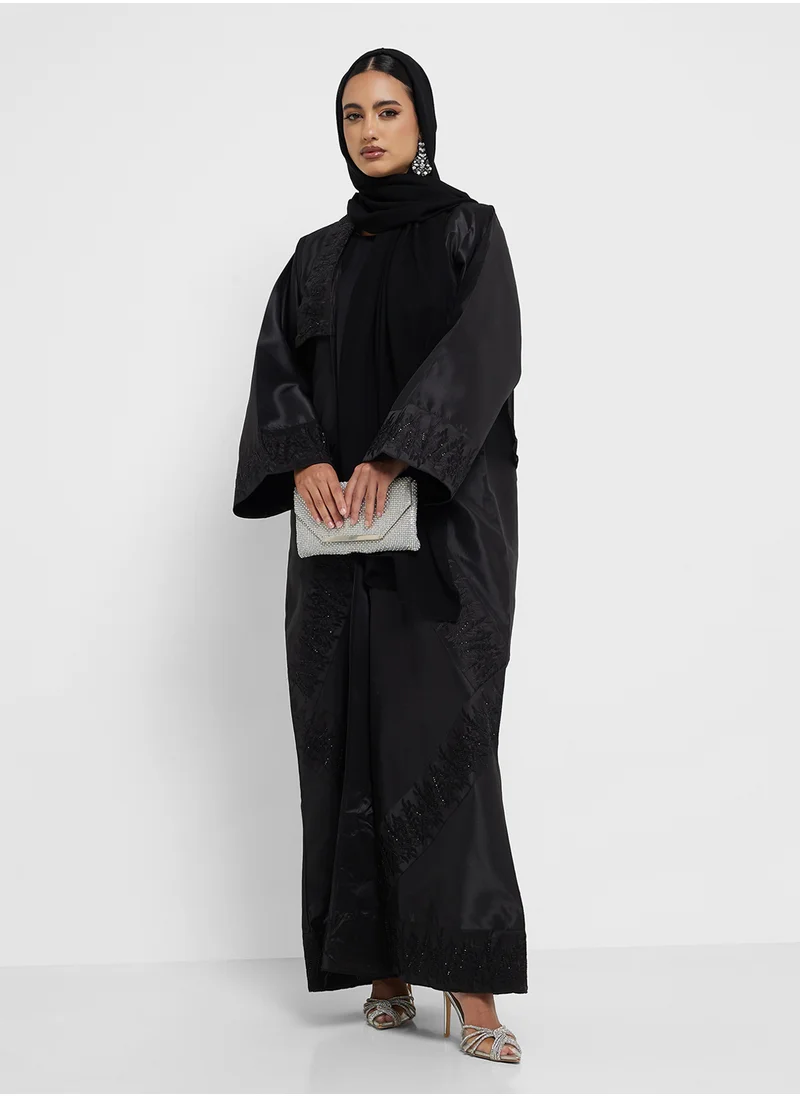 hayas closet Lace Detailed Flared Sleeve Abaya