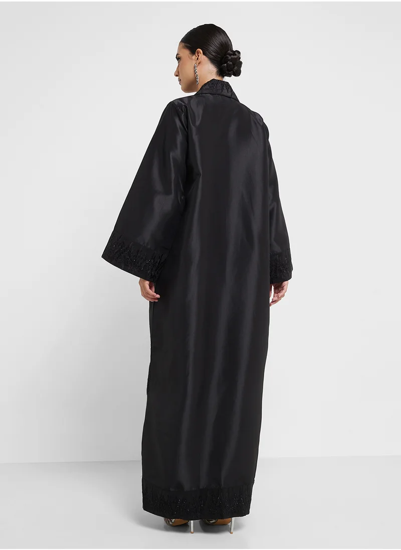 hayas closet Lace Detailed Flared Sleeve Abaya
