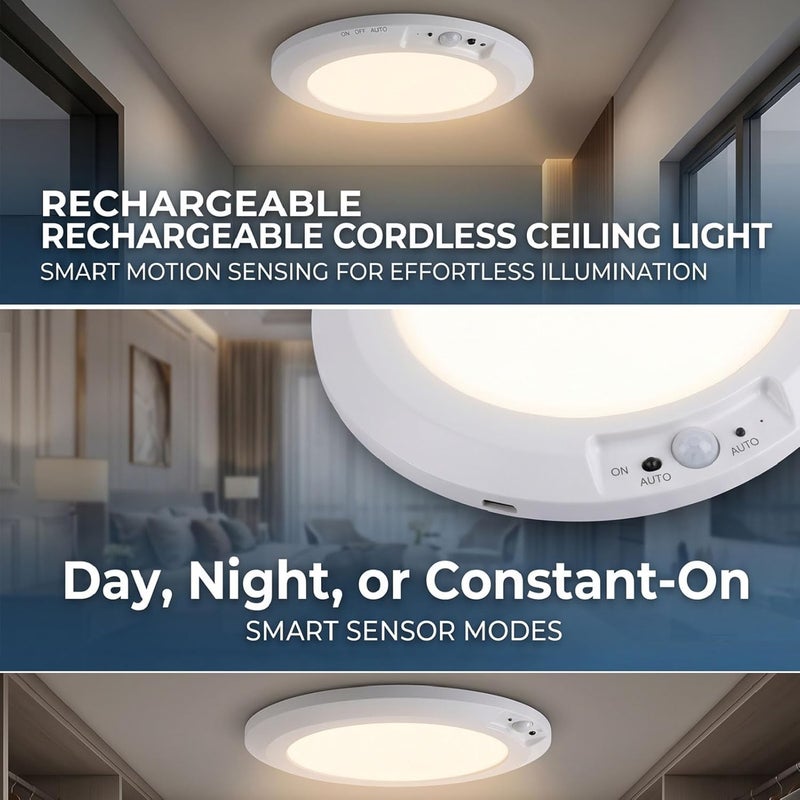 RiToEasysports Motion Sensor Ceiling Light, 3 Working Modes Remote Control Key Switch 120 Degree Sensing Angle for Closet Bathroom Bedroom Office Kitchen Living Room - Image 4