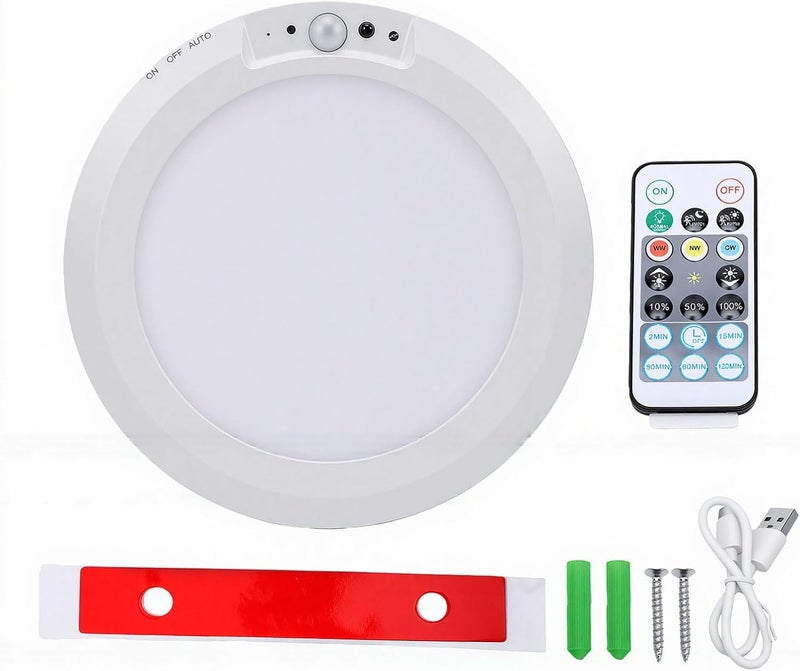 RiToEasysports Motion Sensor Ceiling Light, 3 Working Modes Remote Control Key Switch 120 Degree Sensing Angle for Closet Bathroom Bedroom Office Kitchen Living Room - Image 1